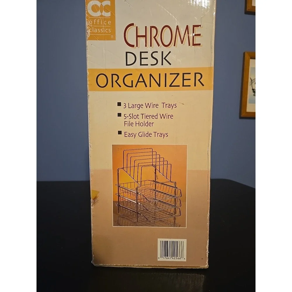 Chrome Notebook Letter Tray 3 Tier Desk Organizer Office Supplies File Folders